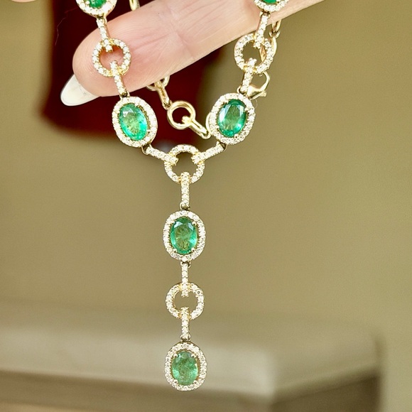 Effy 14 karat gold 8 carats  emerald and diamond  Necklace - Picture 12 of 14